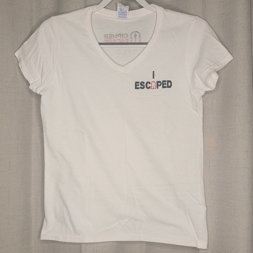 Cipher Escape "I Escaped" Shirt Escape Room- Womens Medium